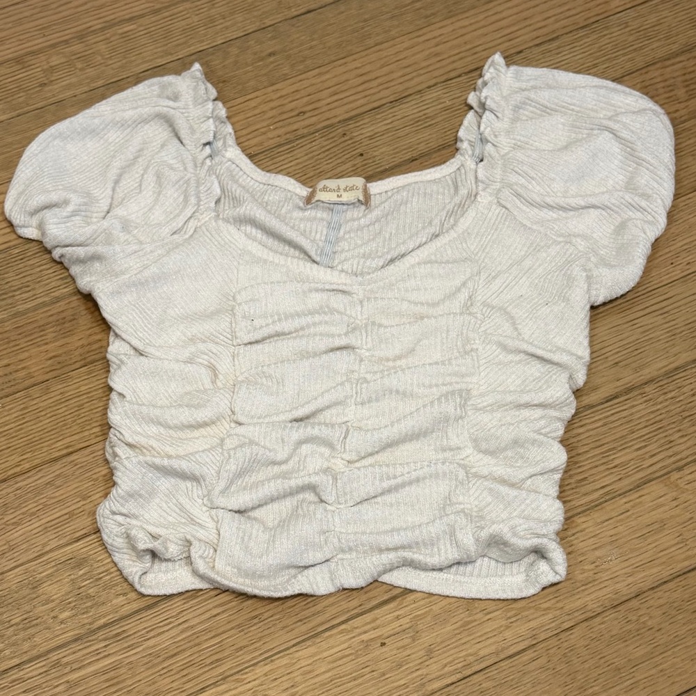 Altar'd State Cream Ruched Crop Top - Picture 4 of 4
